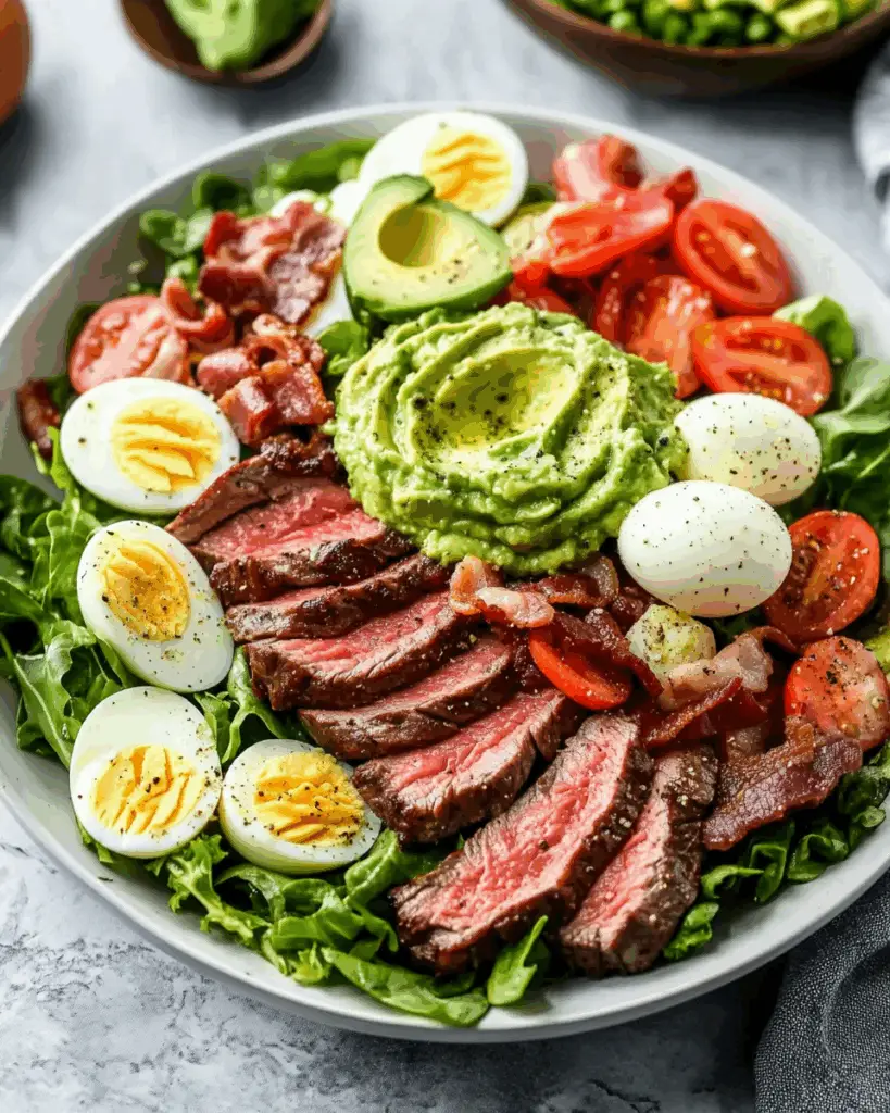 Steak Cobb Salad with Creamy Avocado Dressing