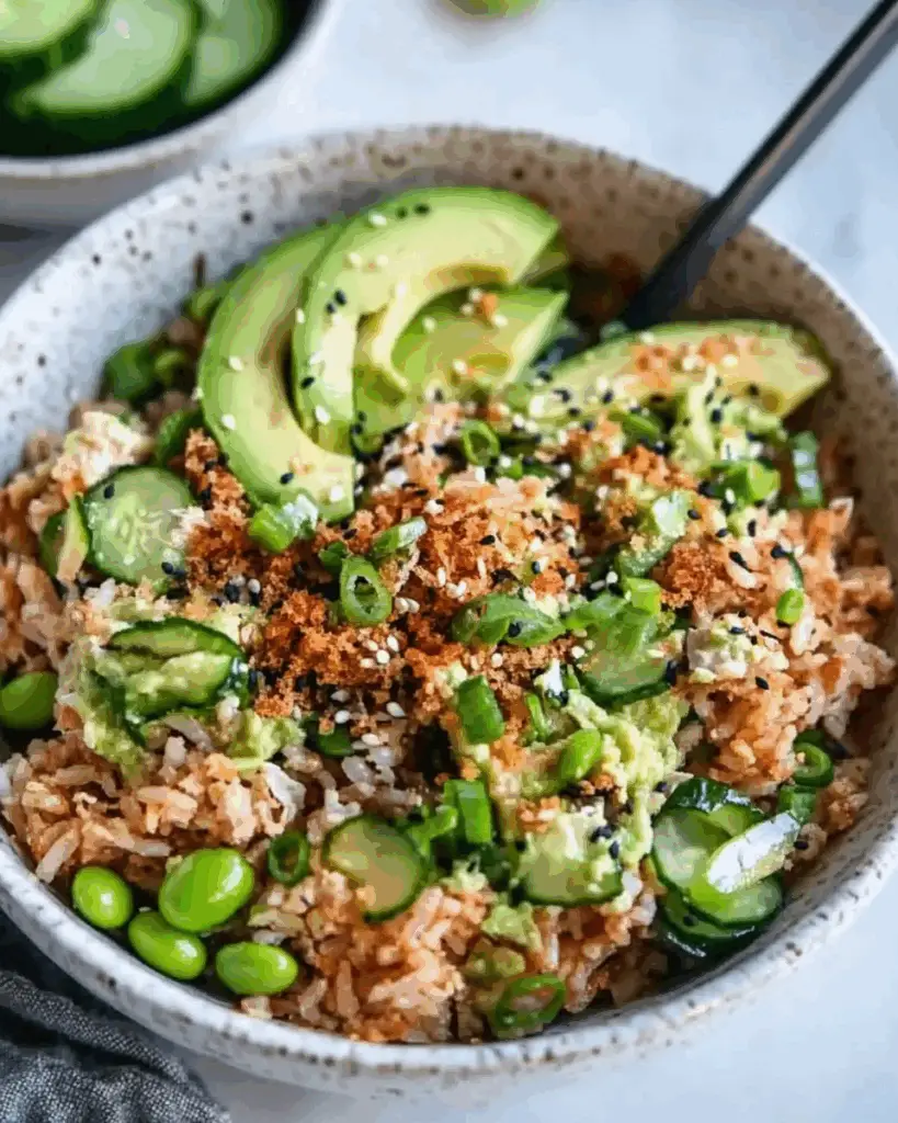 Tuna Avocado Crispy Rice Salad