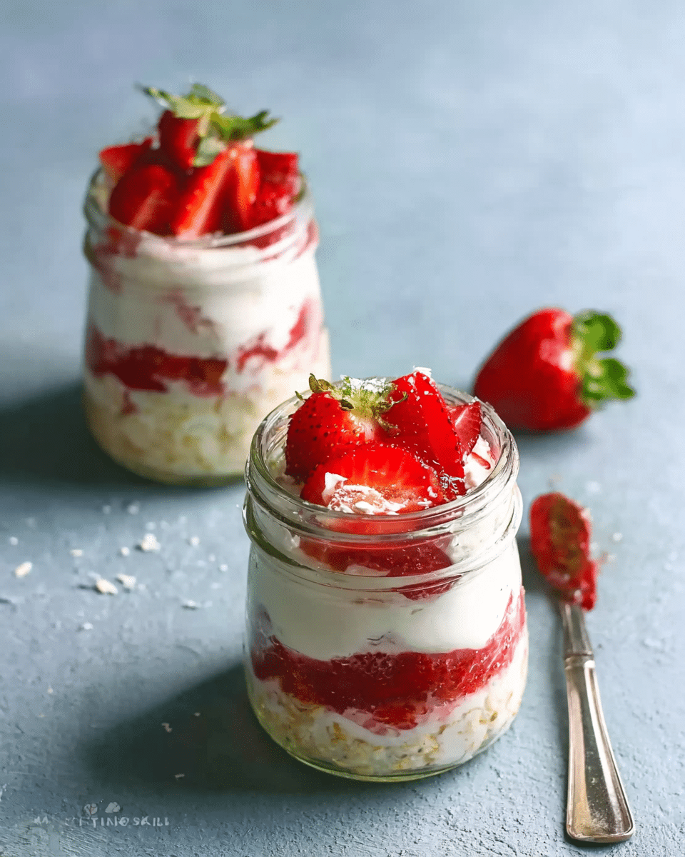 Strawberry and Coconut Cream Overnight Oatmeal Parfaits
