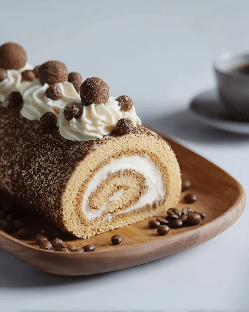 Coffee Cake Roll with Stabilized Kahlúa Whipped Cream