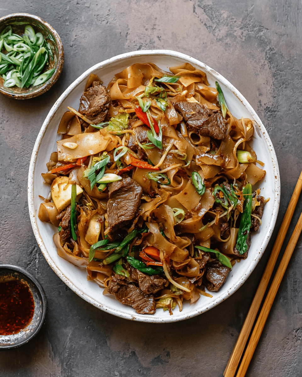 Vietnamese Flat Rice Noodles with Beef