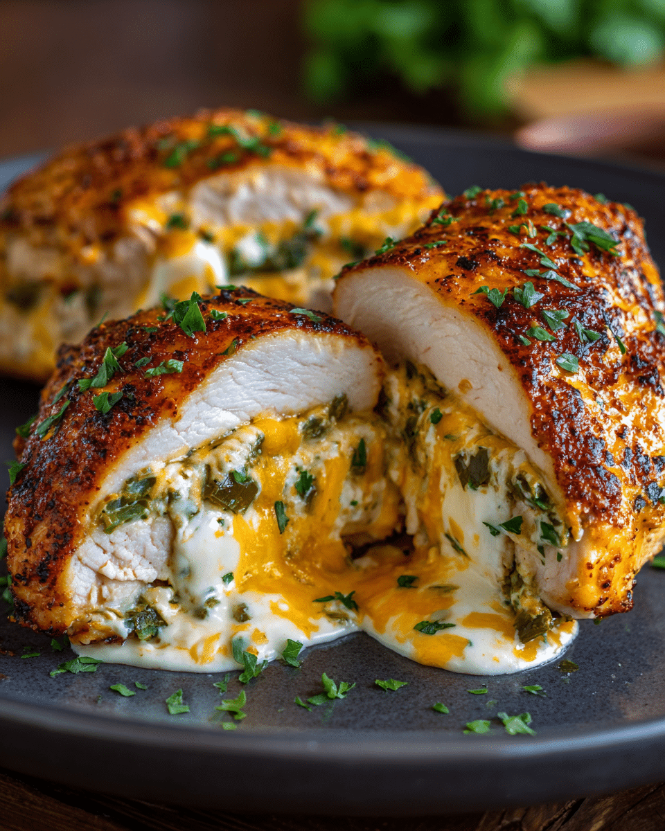 Cheese-Stuffed Chicken Breast with Hatch Green Chiles