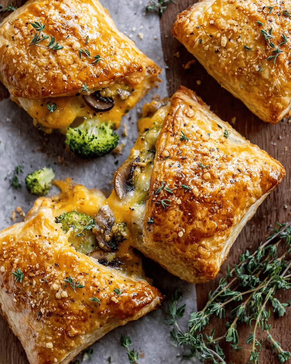 Cheesy Broccoli Puff Pastry Pockets