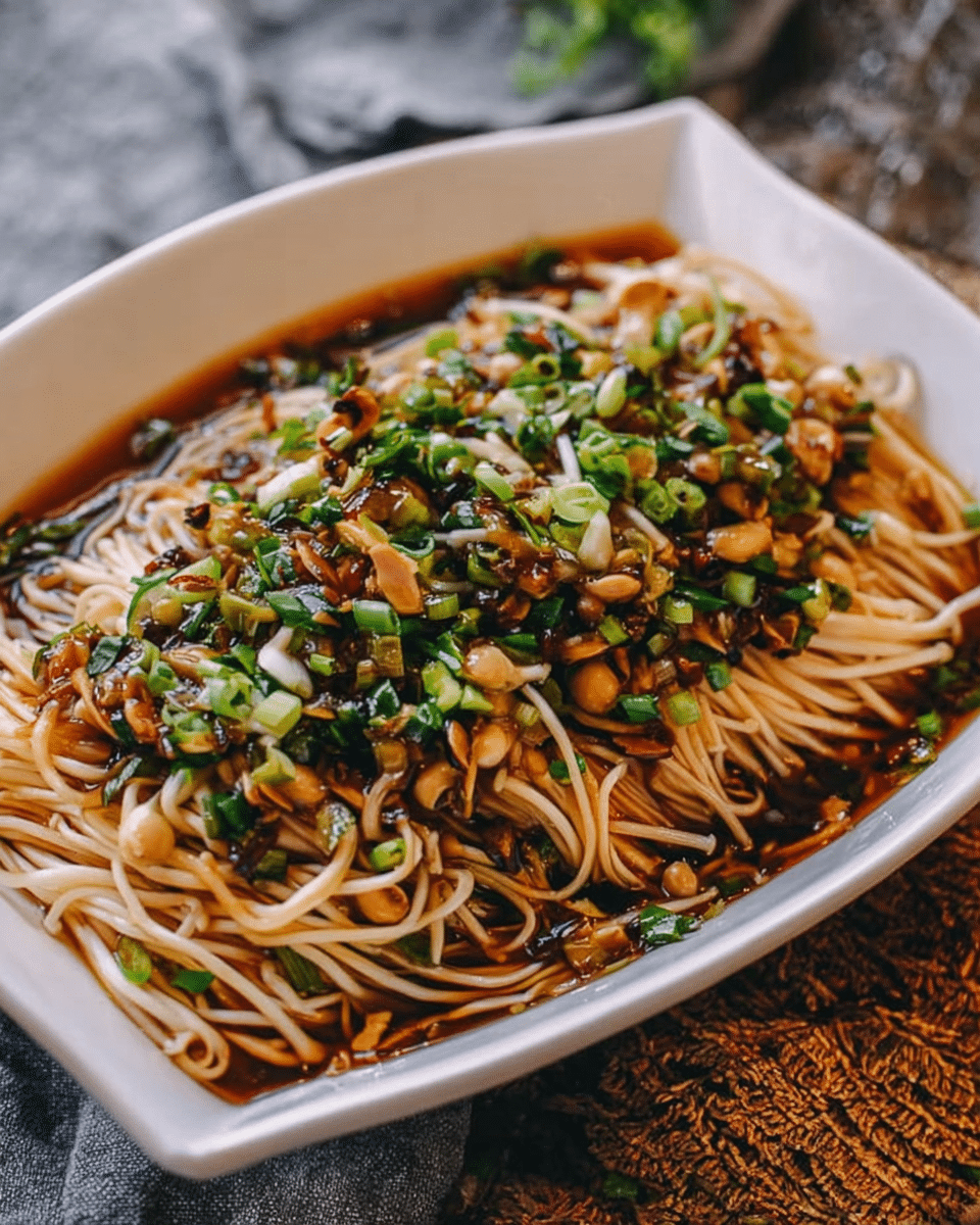 Enoki Mushrooms with Garlic & Scallion Sauce