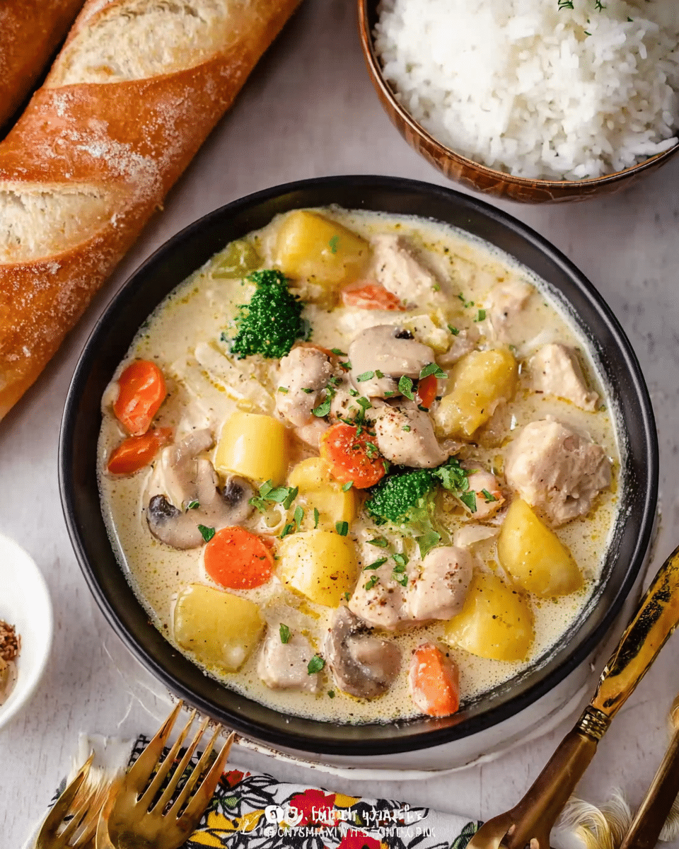 Japanese Cream Stew with Chicken and Vegetables