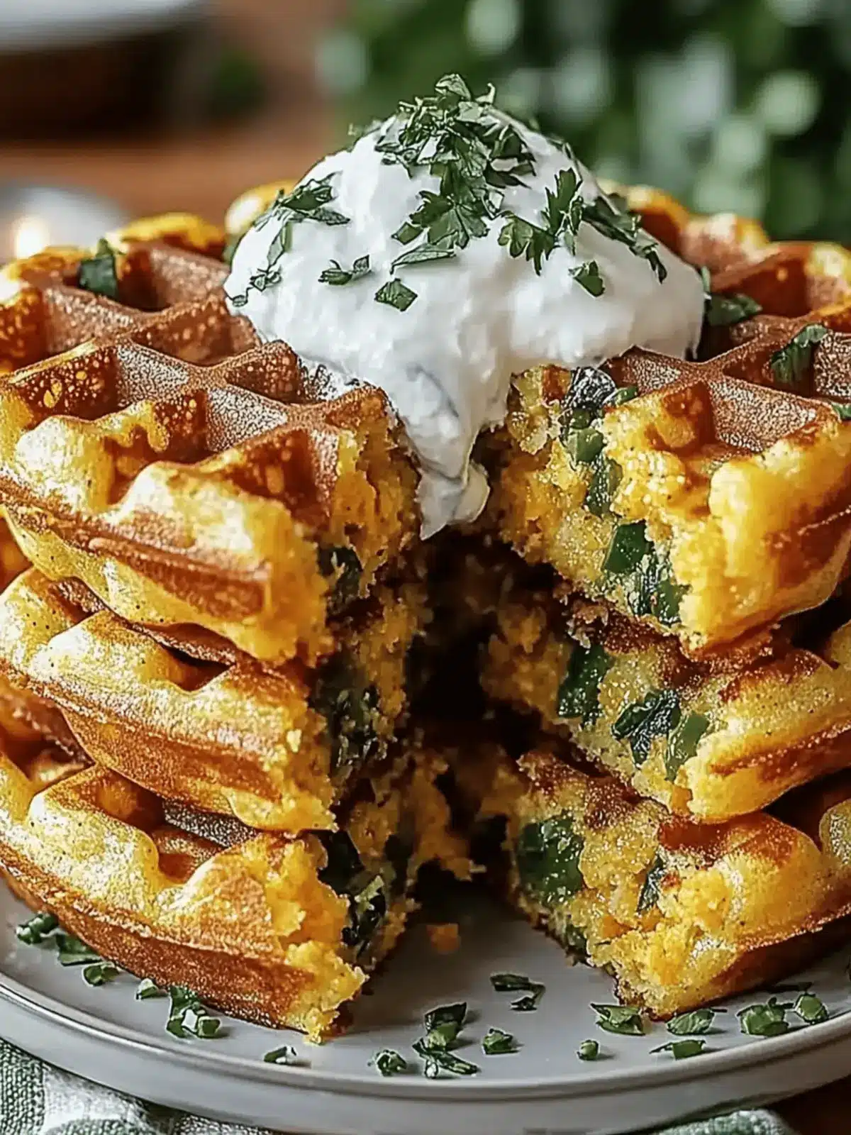 Cheddar Jalapeño Cornbread Waffles