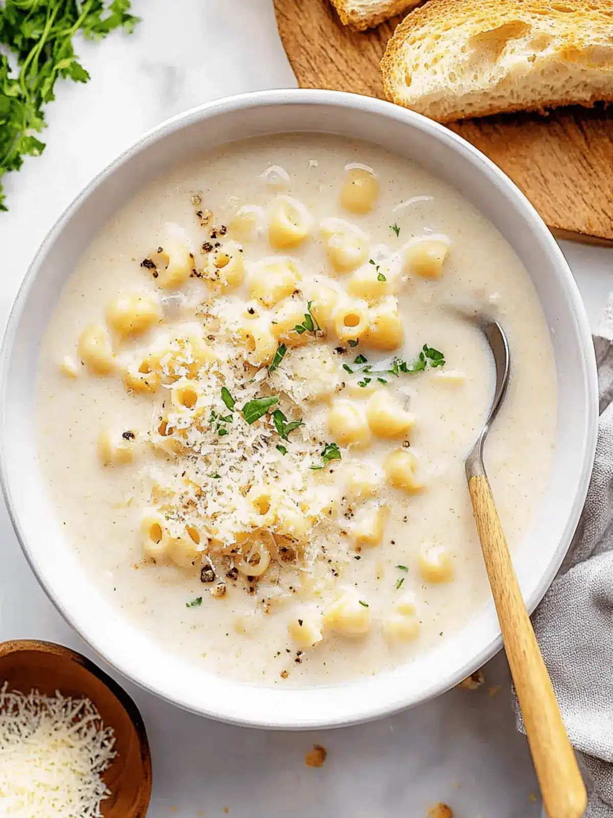 Creamy Garlic Parmesan Pasta Soup