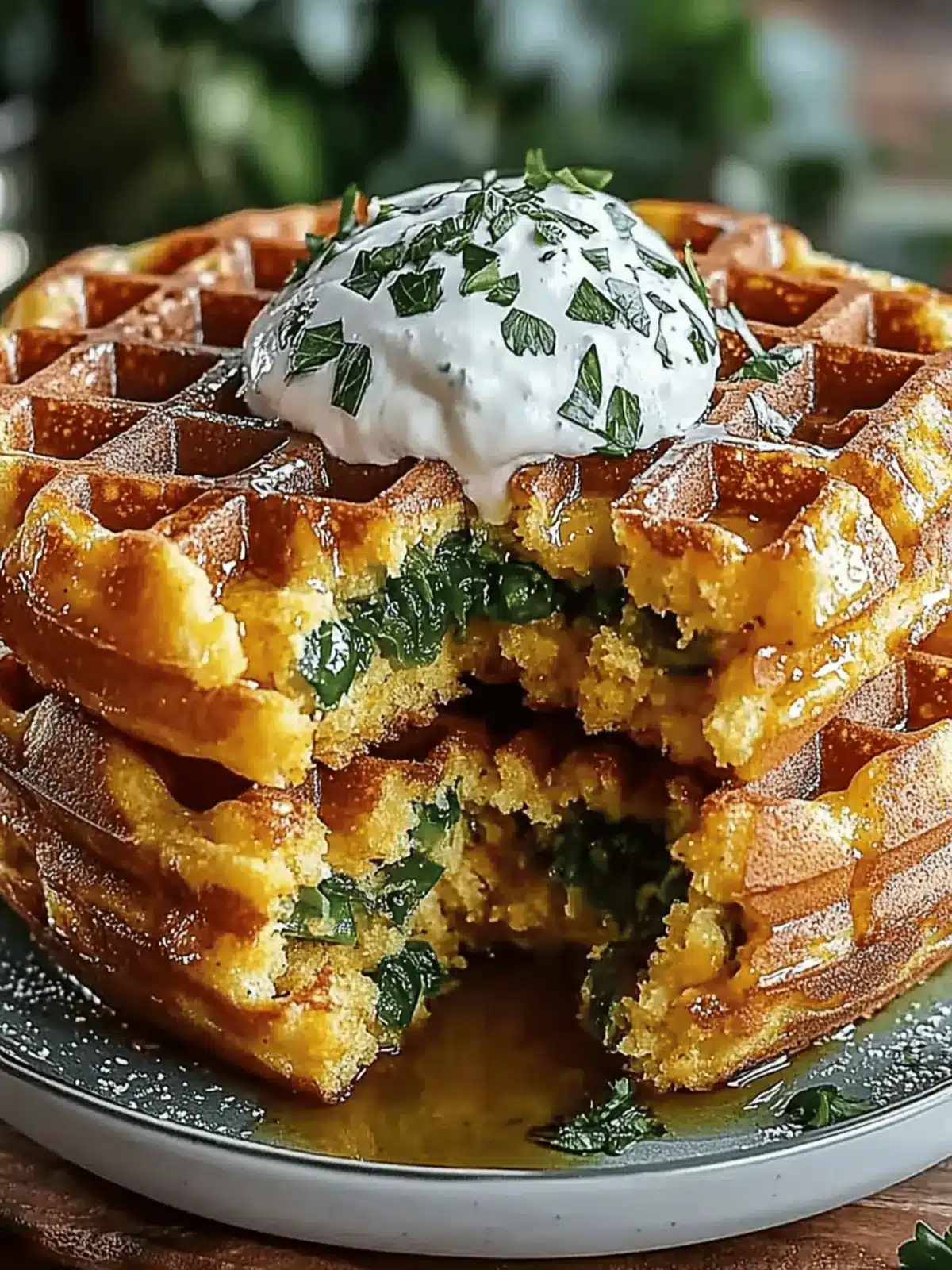 Cheddar Jalapeño Cornbread Waffles