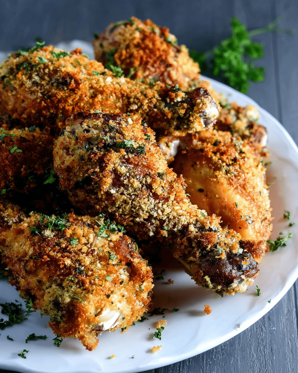 Seasoned Panko Crusted Baked Chicken Drumsticks