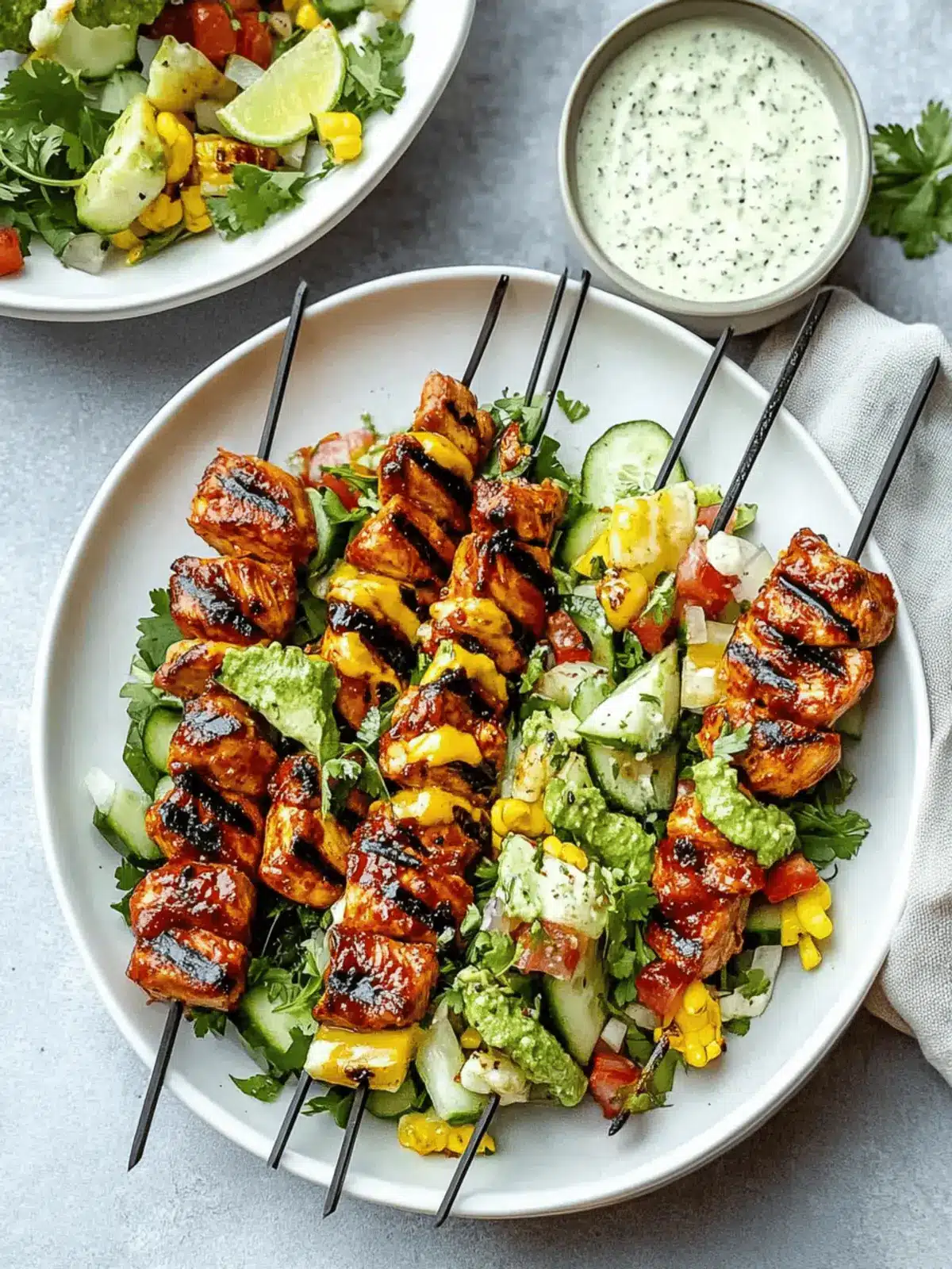 BBQ Chicken Skewer Salad with Delicious Whole30 Twist