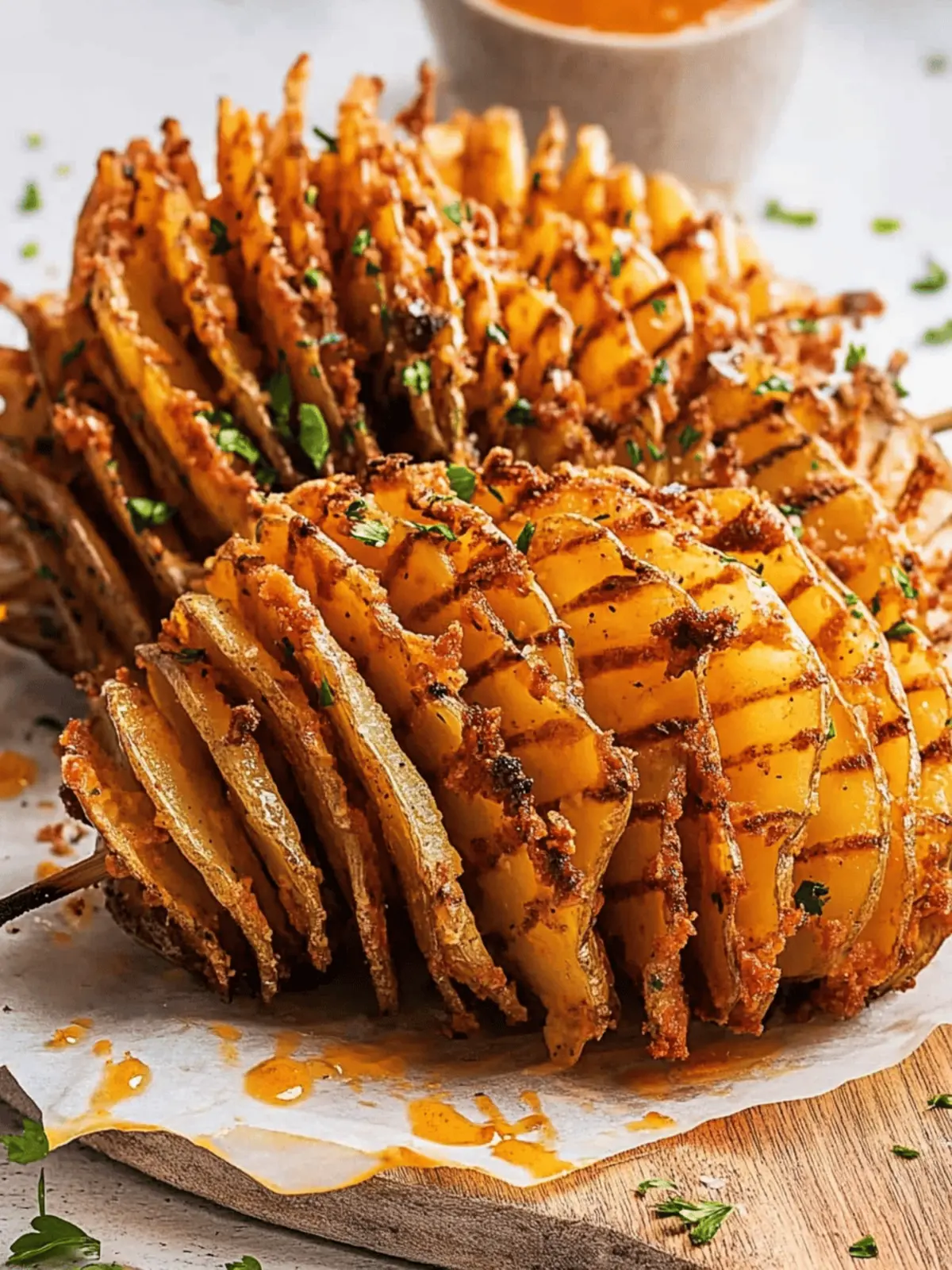Crispy Accordion Potatoes with Garlic Herb Bliss