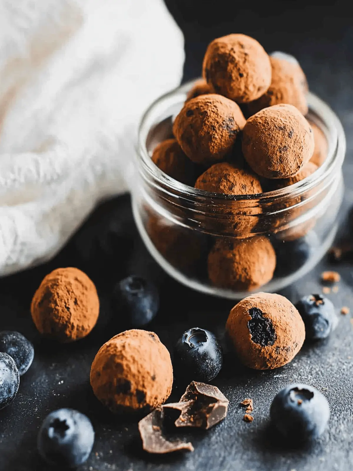 Vegan Chocolate Truffles with Blueberries