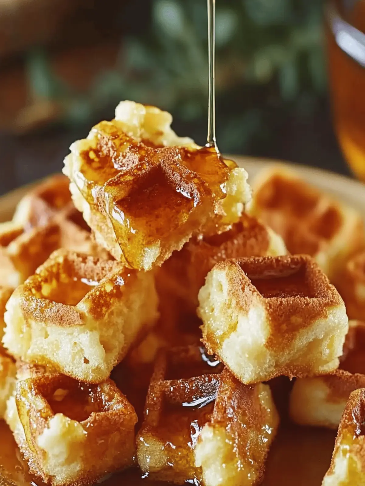 Cornbread Waffle Bites with Smoked Gouda and Honey
