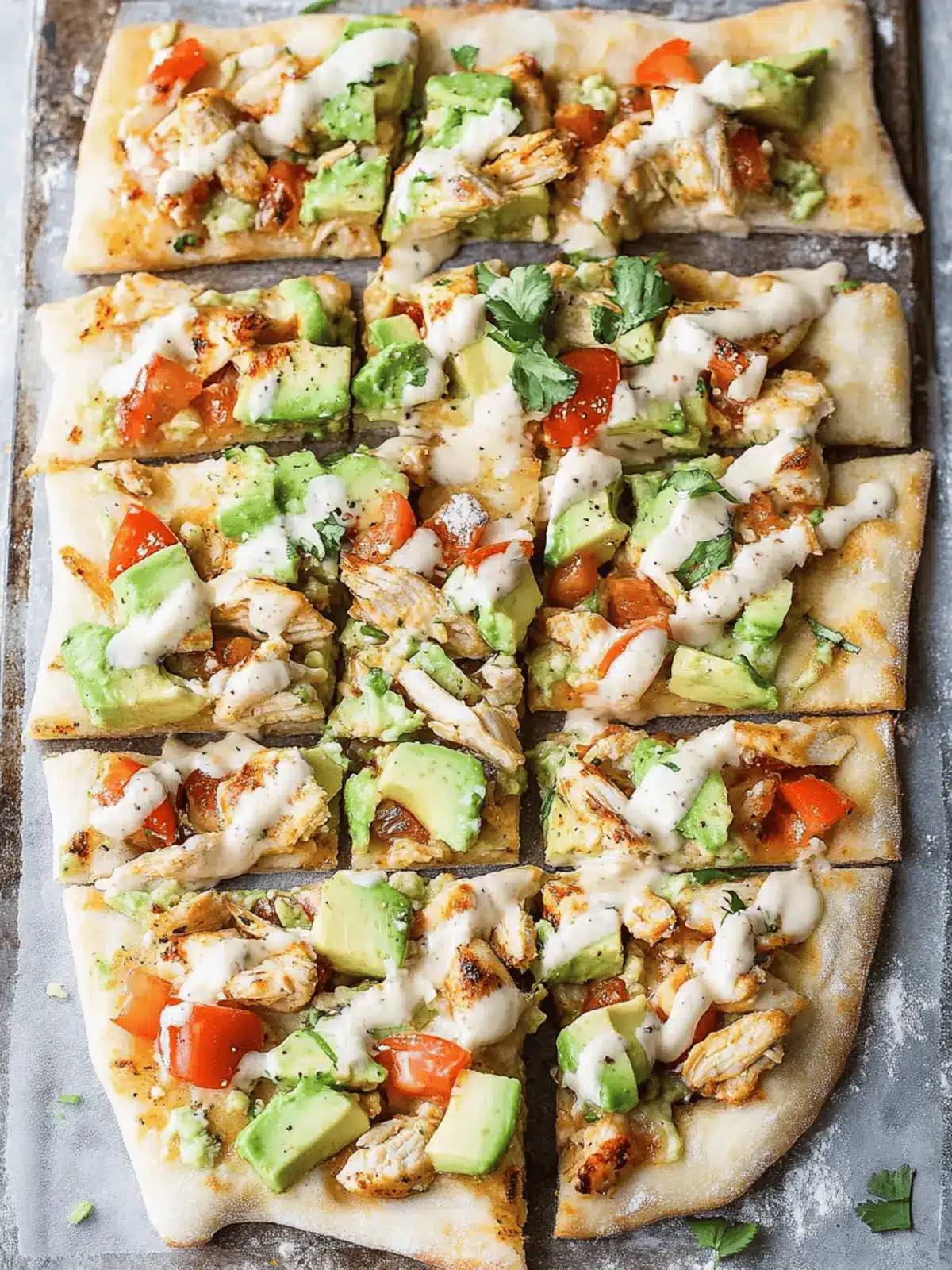 Avocado Chicken Flatbread Pizza