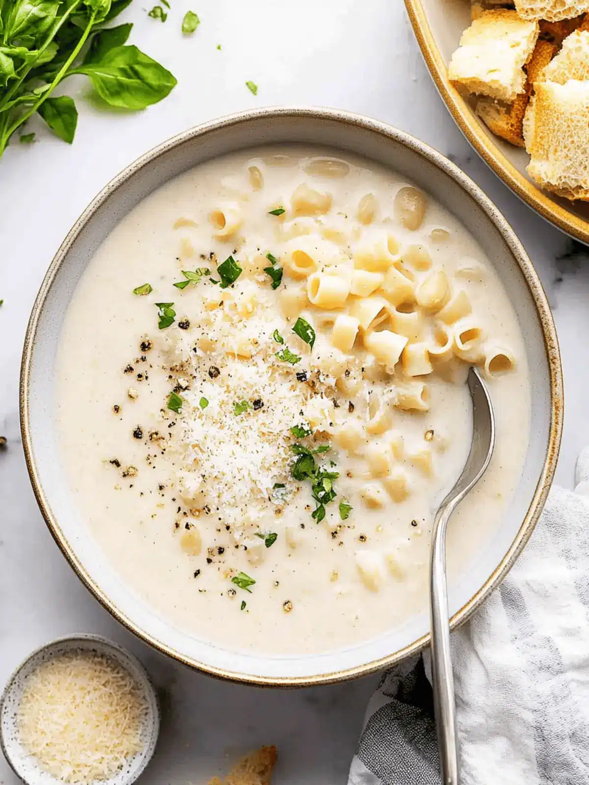 Creamy Garlic Parmesan Pasta Soup