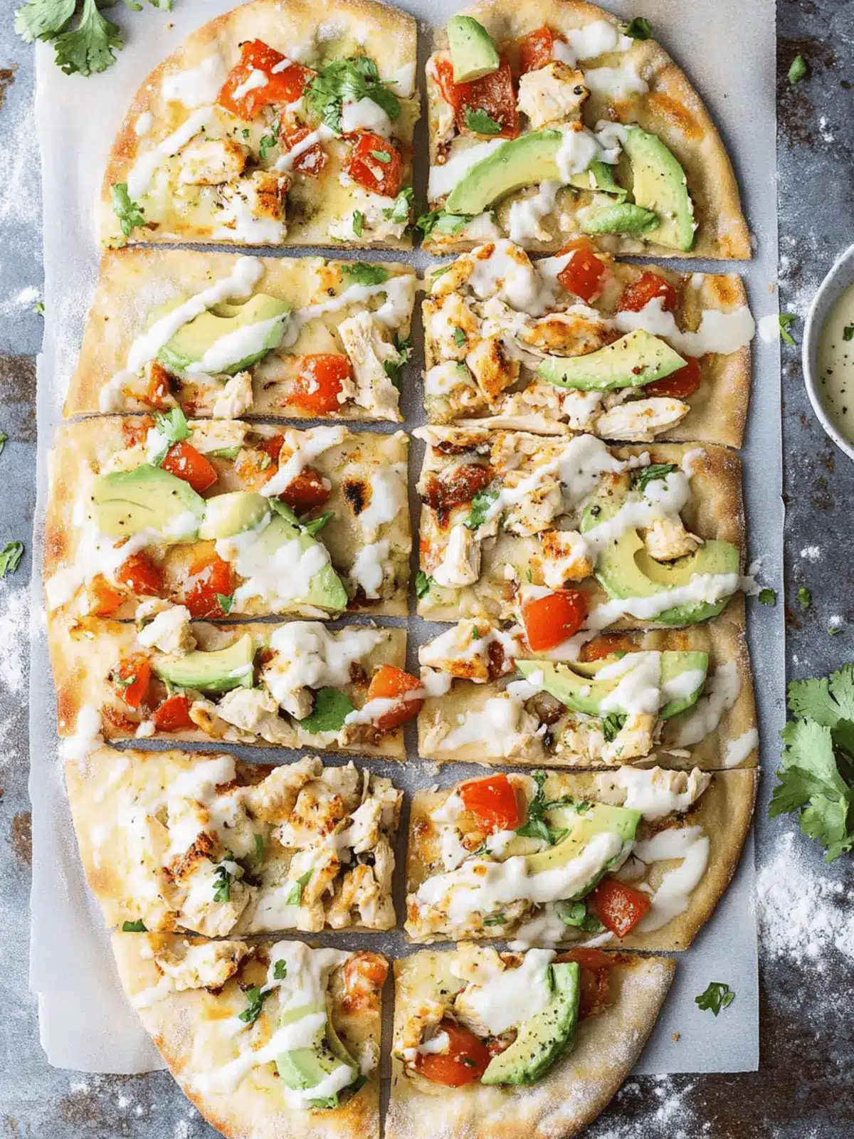 Avocado Chicken Flatbread Pizza