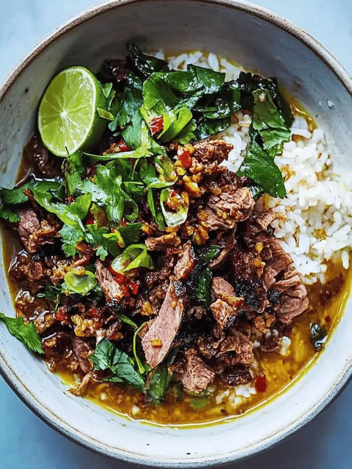 Crispy Cumin Lamb with Brothy Rice for Cozy Dinner Bliss