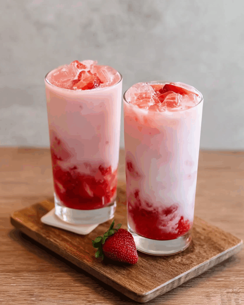 Fresh Korean Strawberry Milk (Korea Cafe Style)
