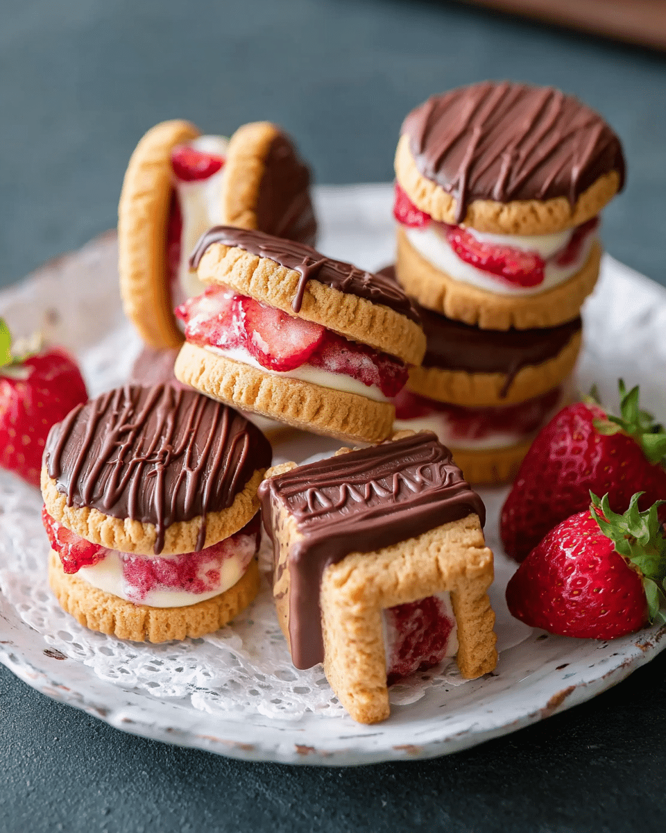 Strawberry Butter and Ganache Cookie Sandwiches