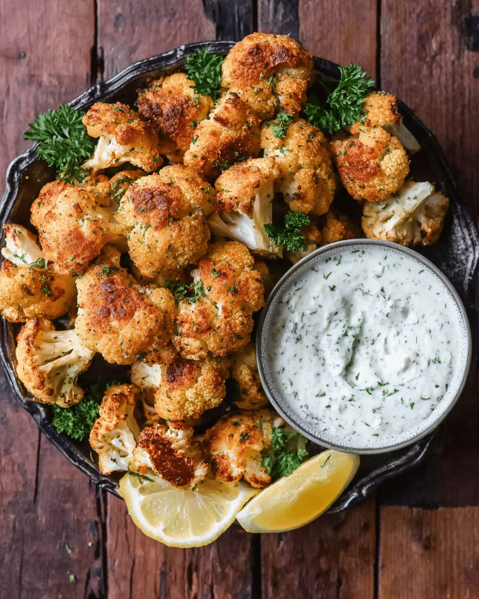 Vegan Baked Cauliflower Wings with Herb Garlic Dip