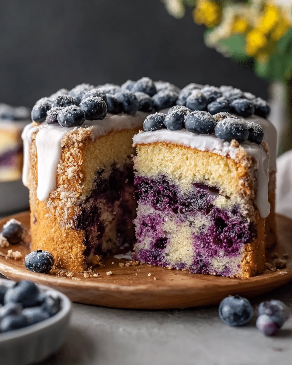 Blueberry Crumble Cake with Vanilla Glaze