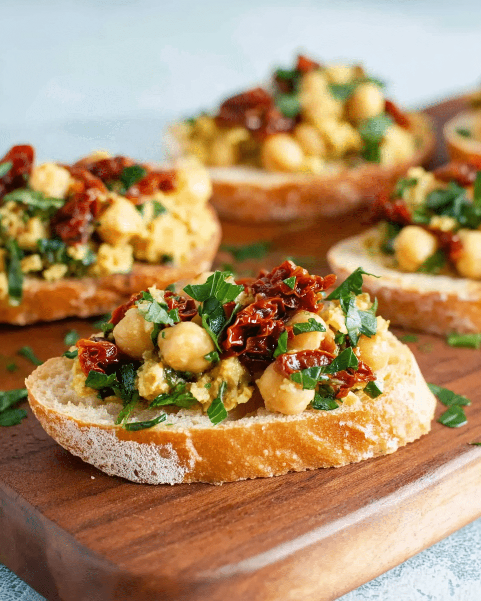 Chickpea Bruschetta with Sun-Dried Tomatoes