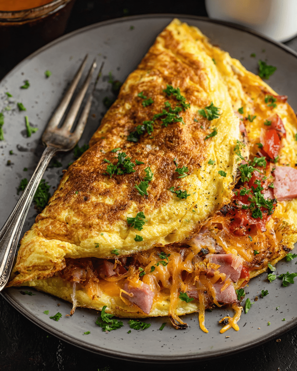 Griddled Ham and Cheese Omelette