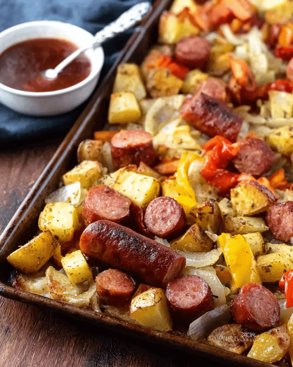 Smoked Sausage, Potatoes & Veggies Sheet Pan Dinner