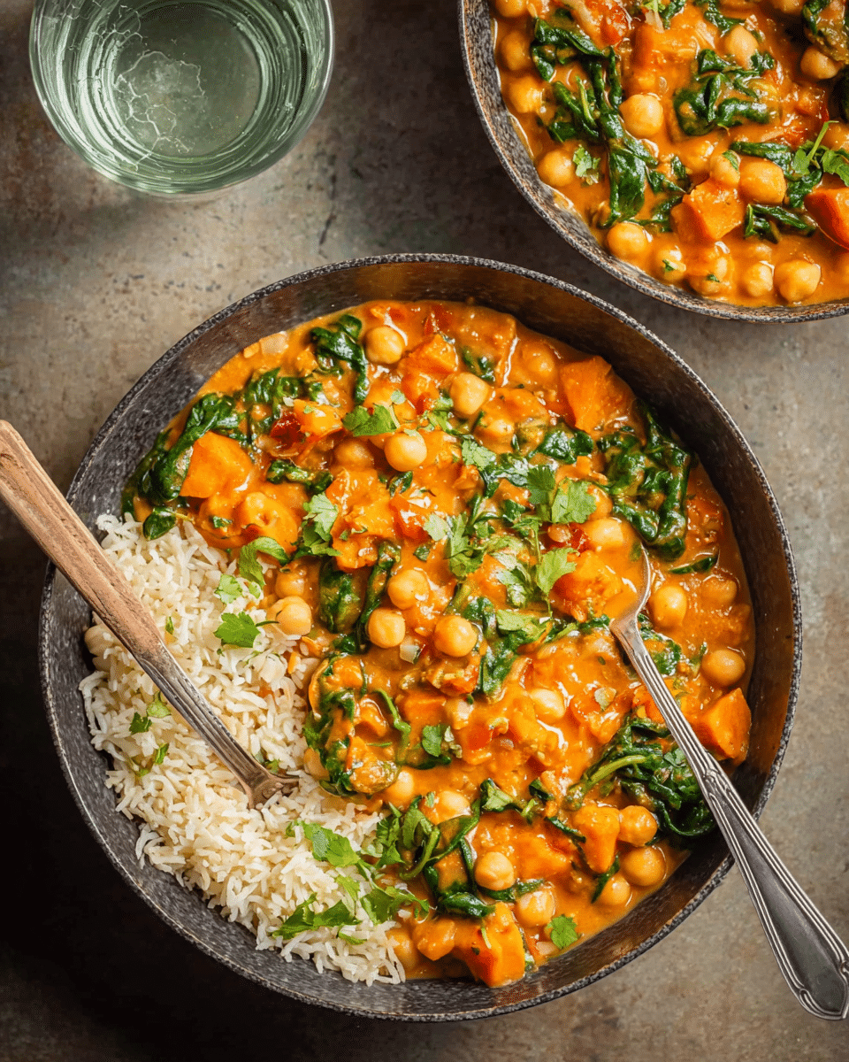 Sweet Potato Chickpea Spinach Curry