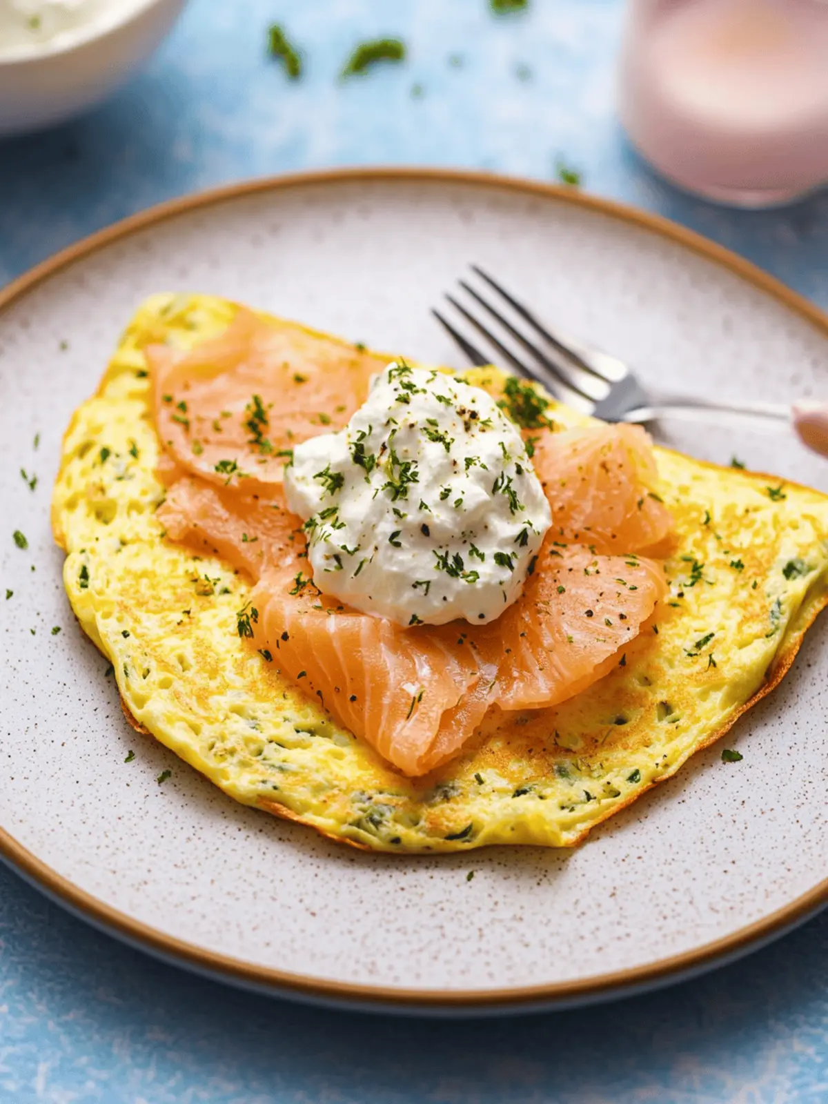 Savory Omelet with Salmon & Cream Cheese in Just 5 Minutes