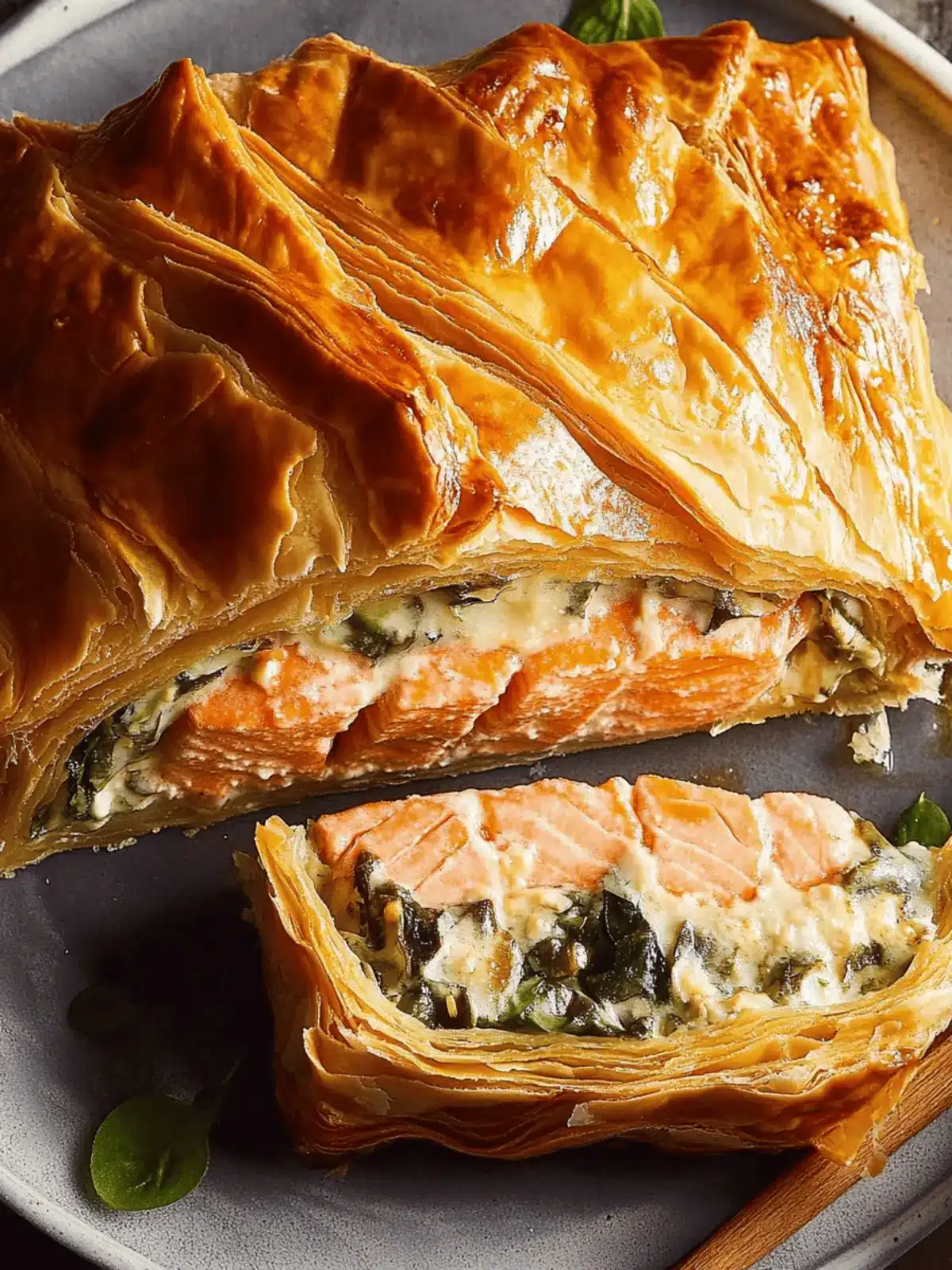 Savory Salmon En Croute with Cheesy Spinach Delight