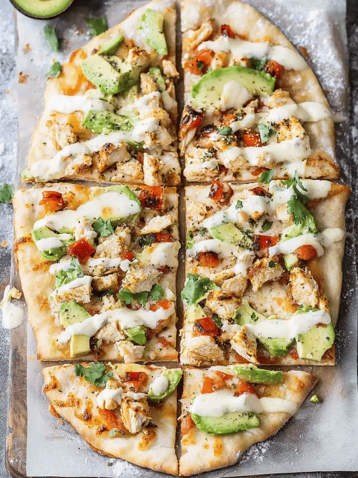 Avocado Chicken Flatbread Pizza