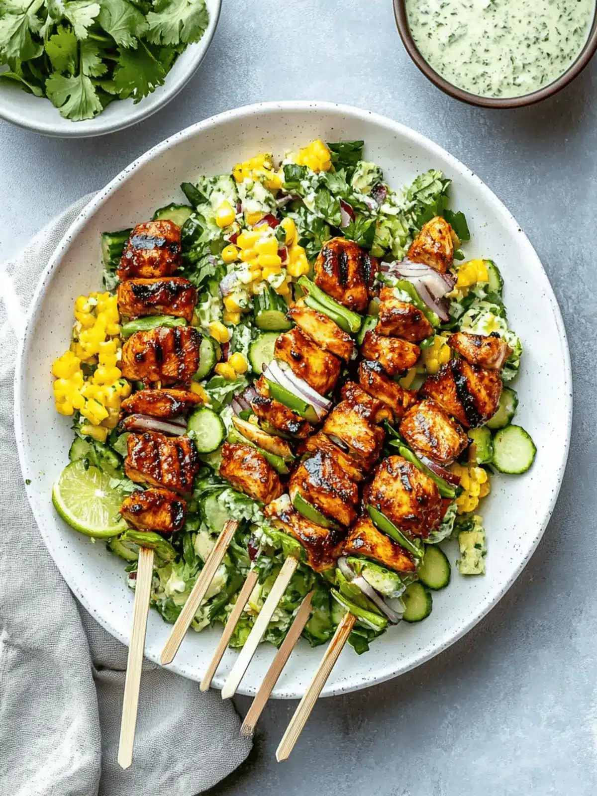 BBQ Chicken Skewer Salad with Delicious Whole30 Twist