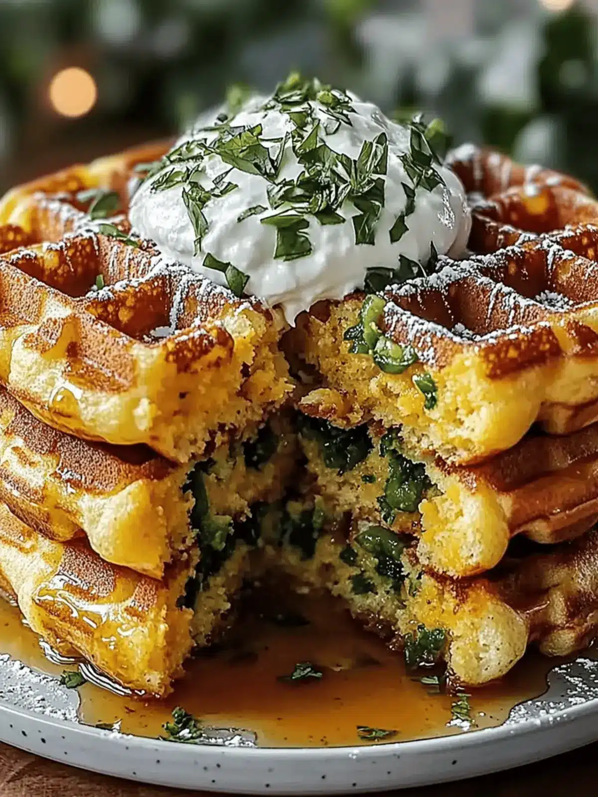 Cheddar Jalapeño Cornbread Waffles