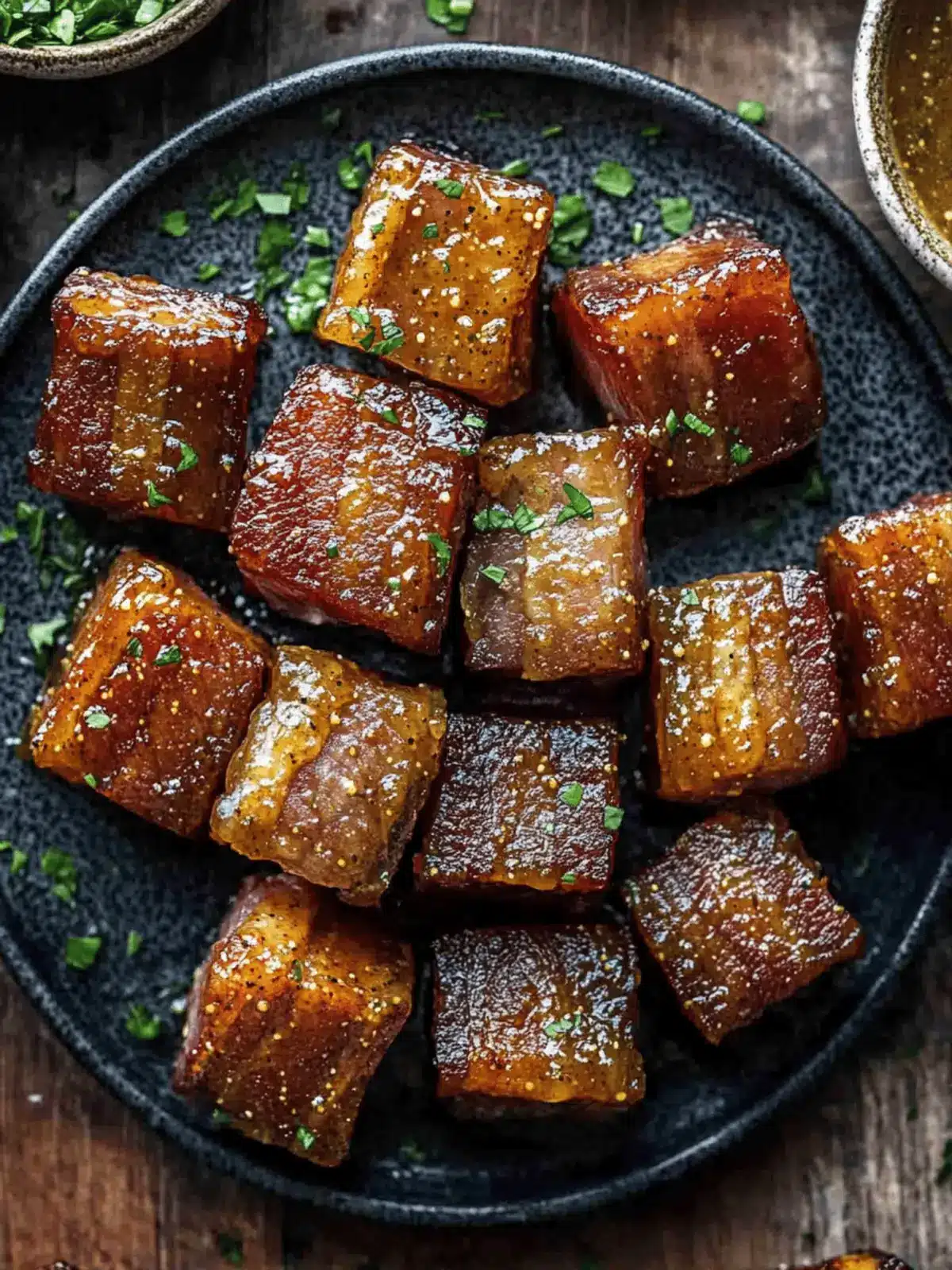 Maple Mustard Pork Belly Bites