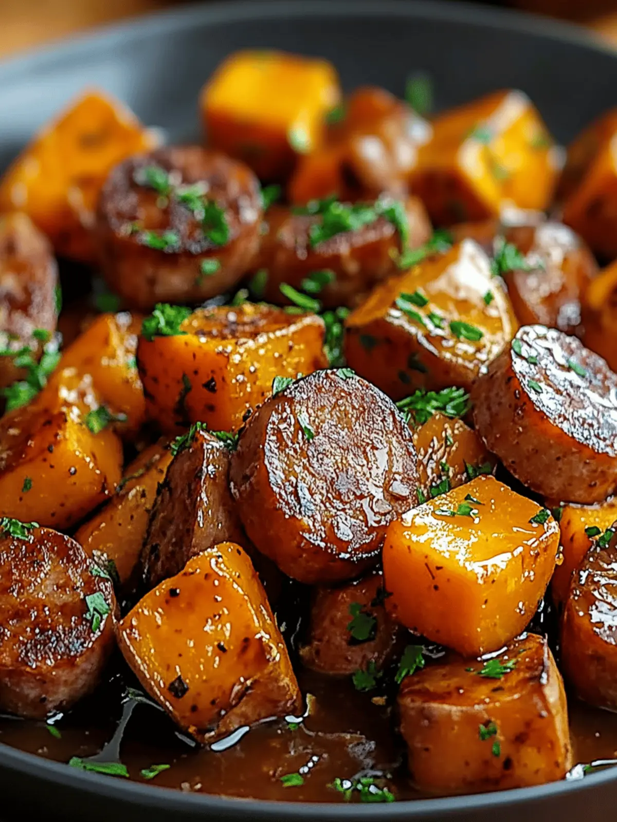 Sausage and Sweet Potatoes with Honey Garlic Sauce Bliss 5 Sausage and Sweet Potatoes with Honey Garlic Sauce