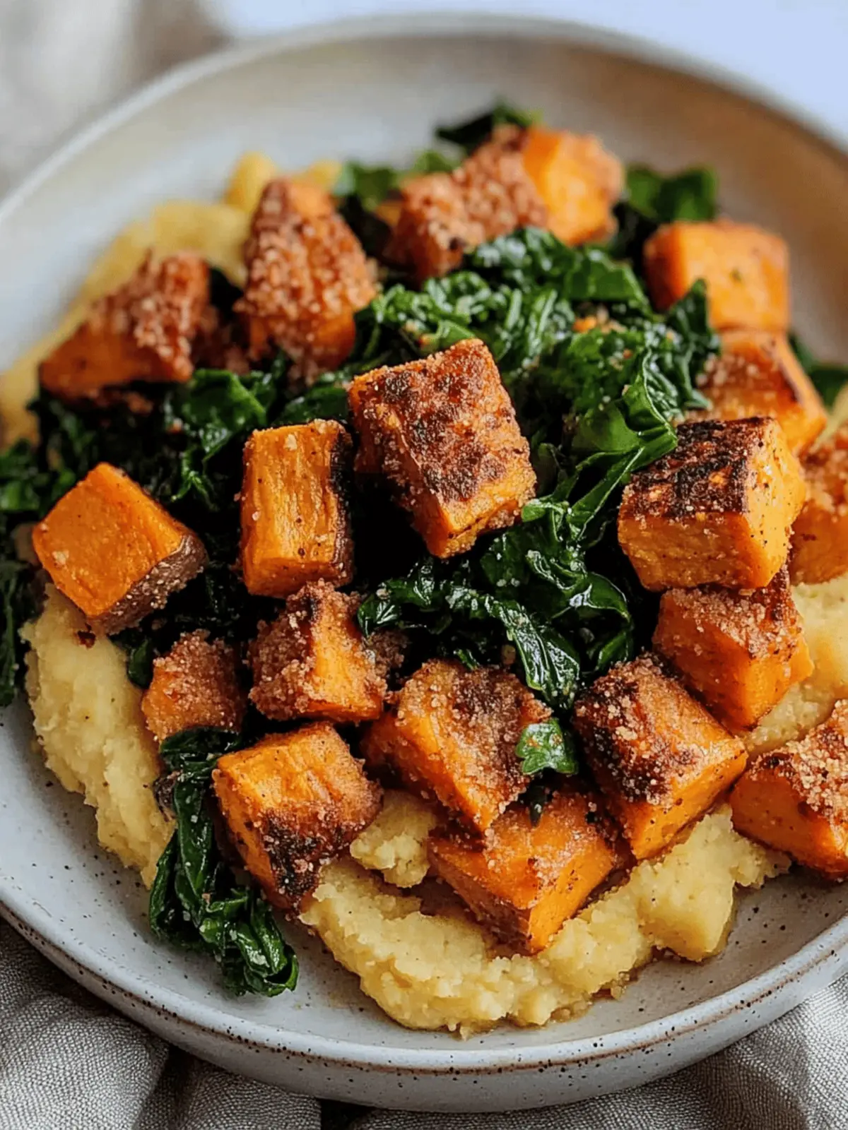Maple Miso Whipped Sweet Potatoes with Cornmeal Crusted Tofu