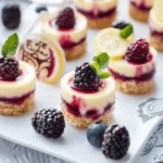 Lemon Berry Swirl Mini Cheesecakes