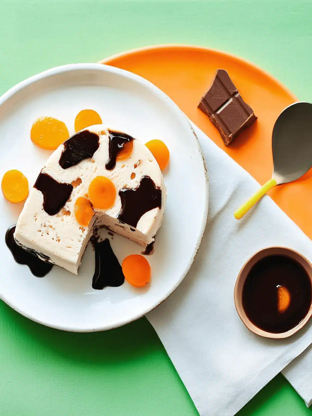 White Chocolate Semifreddo with Chocolate Sauce