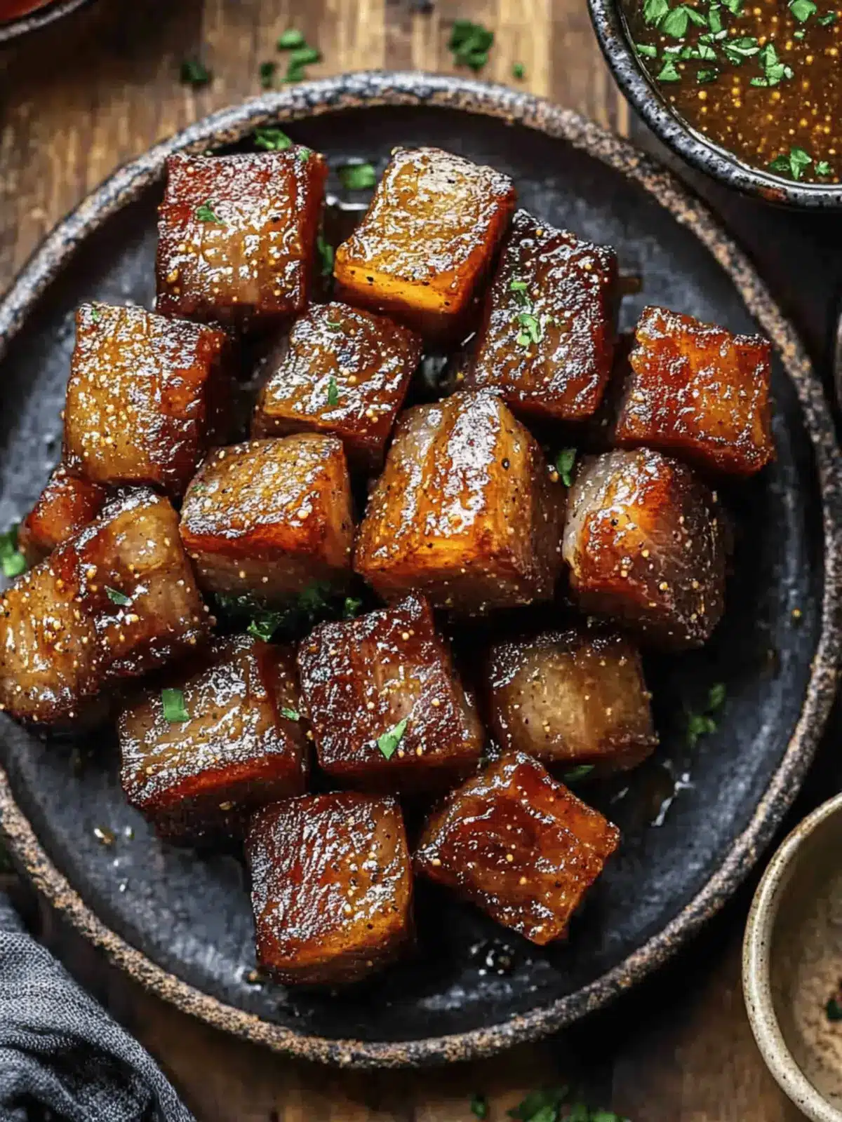 Maple Mustard Pork Belly Bites