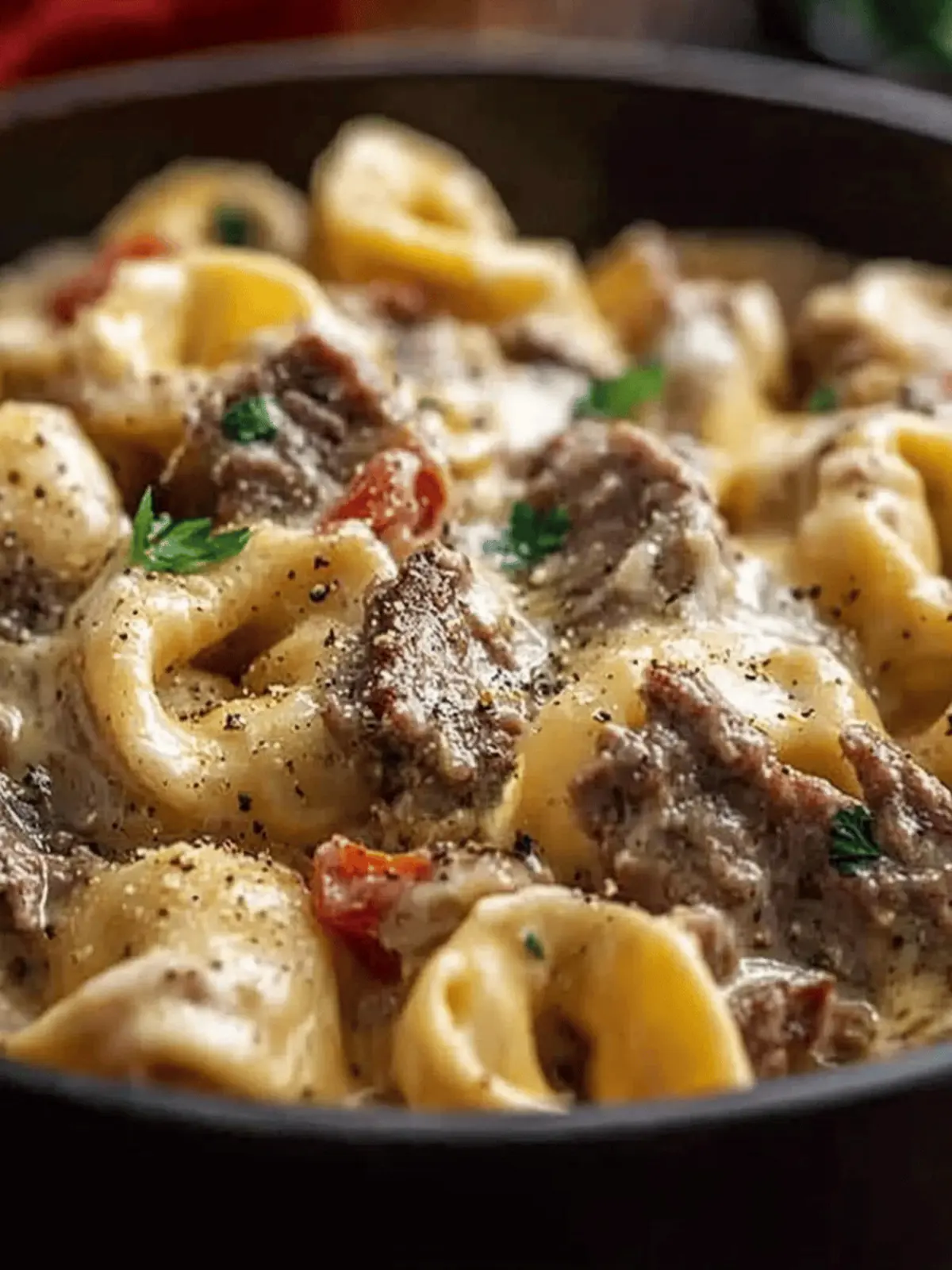 Cheesesteak Tortellini in Rich Provolone Sauce for Comfort Time 5 Cheesesteak Tortellini in Rich Provolone Sauce