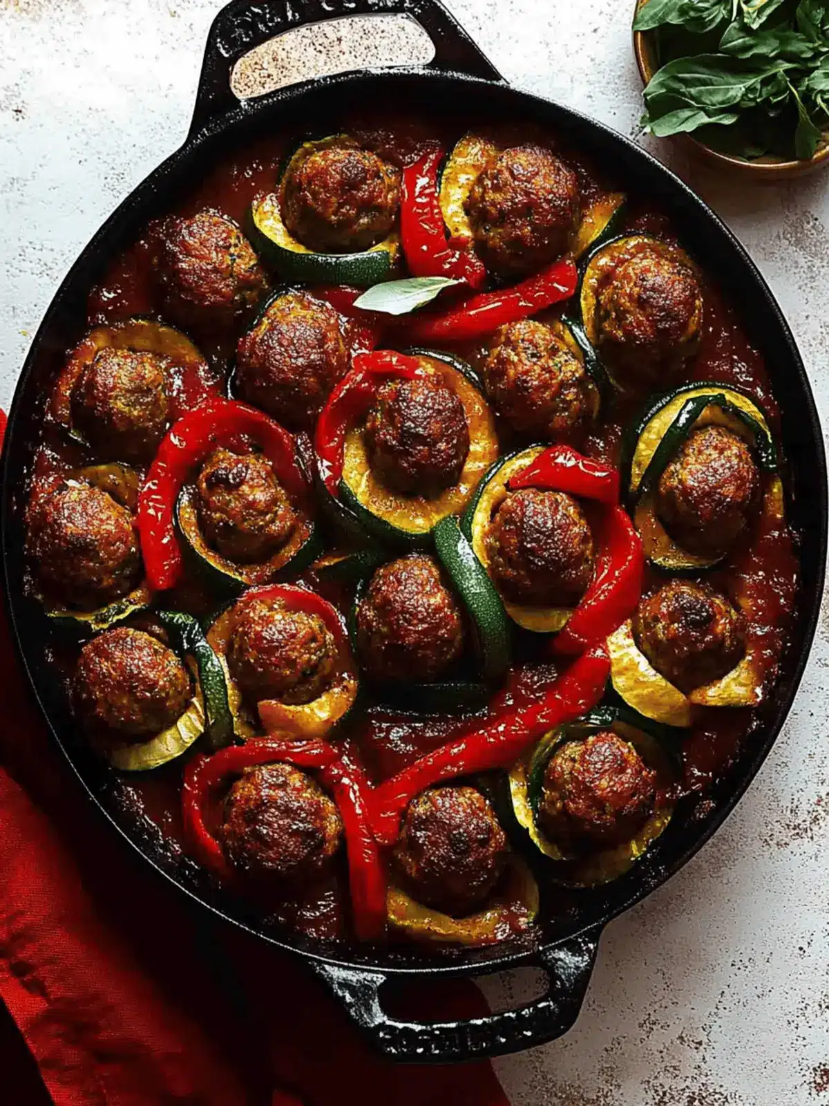 Moroccan Spiral Meatball Zucchini Bake