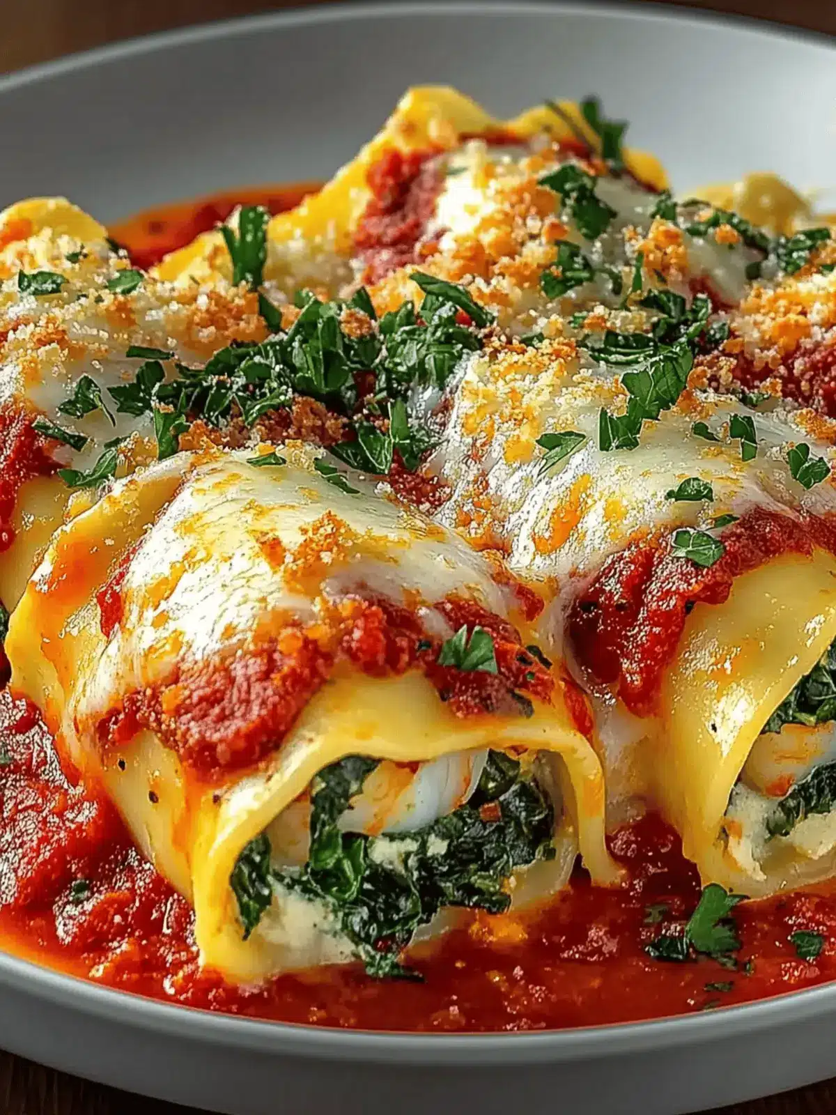Shrimp & Spinach Stuffed Pasta Rolls with Roasted Red Pepper Cream