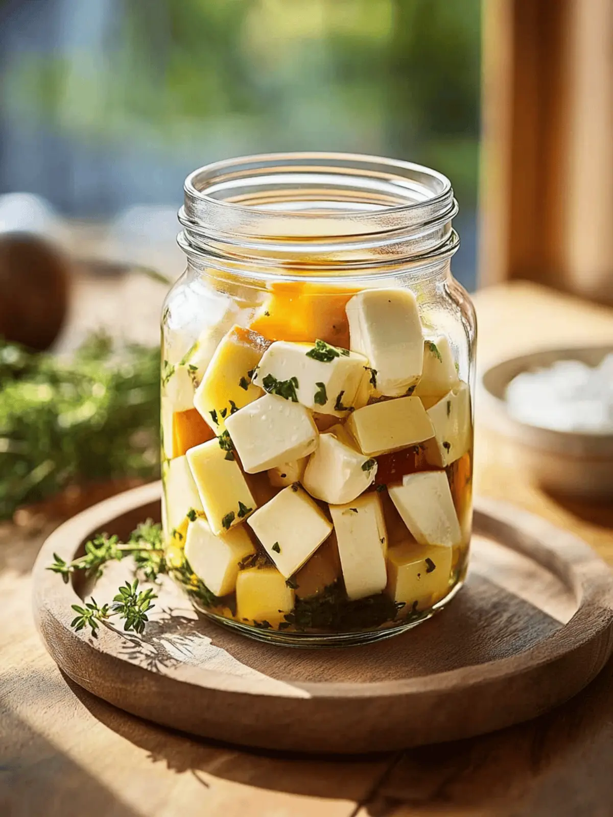 Marinated Cheese In Mason Jar