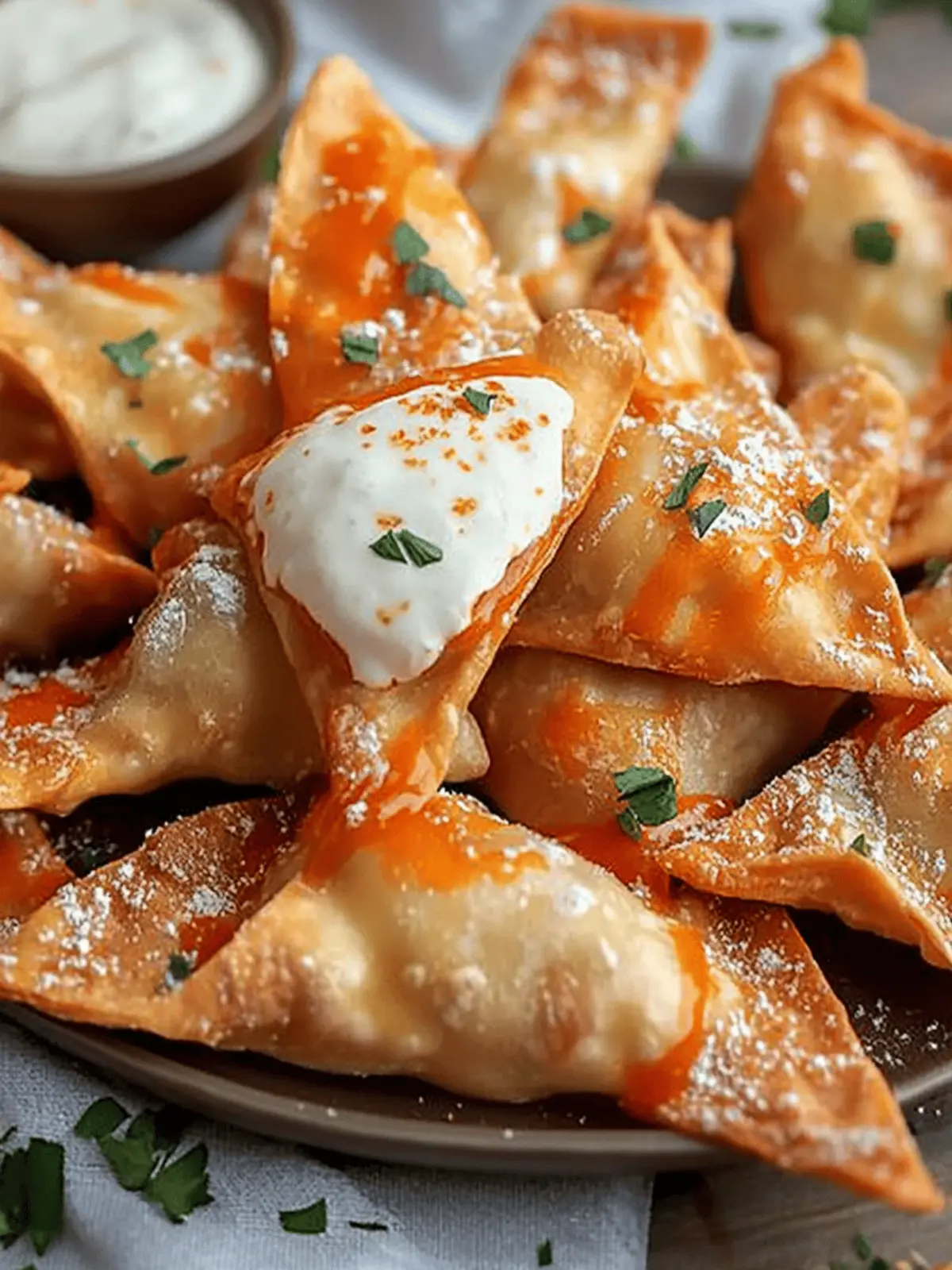 Air Fryer Buffalo Chicken Wontons