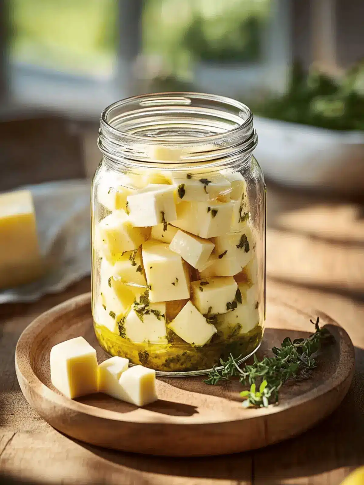 Marinated Cheese In Mason Jar