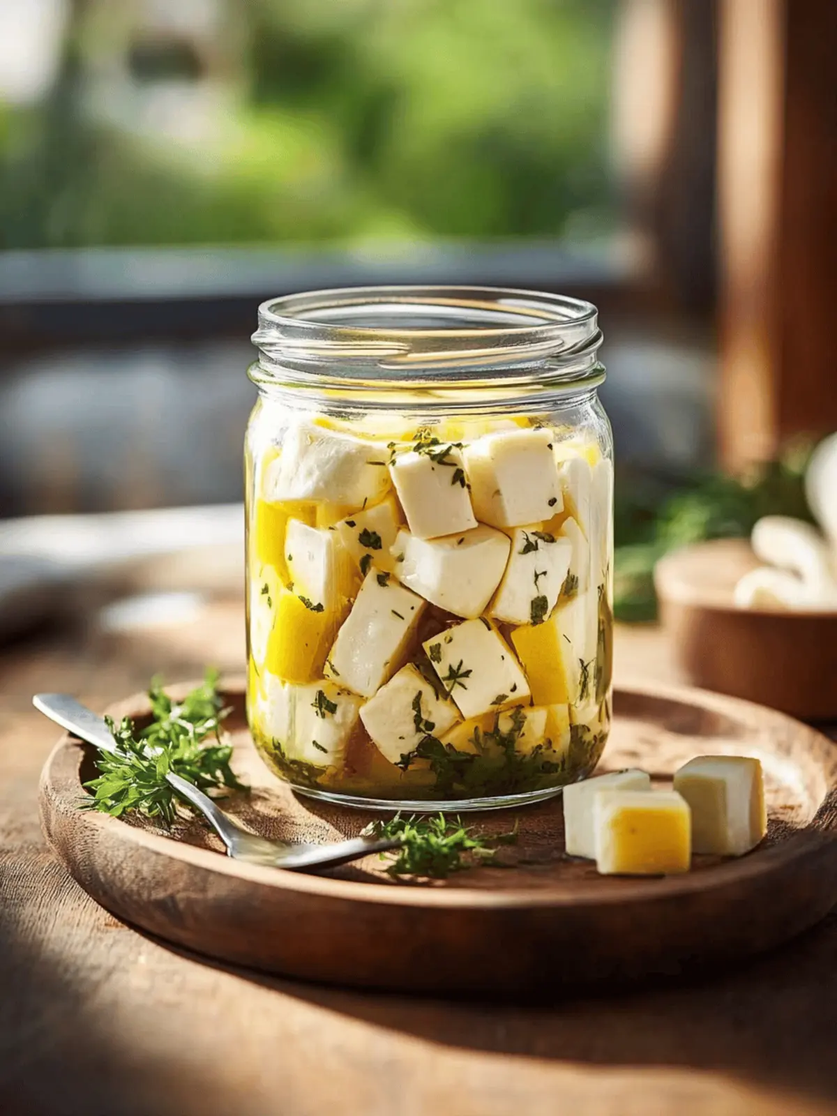Marinated Cheese In Mason Jar