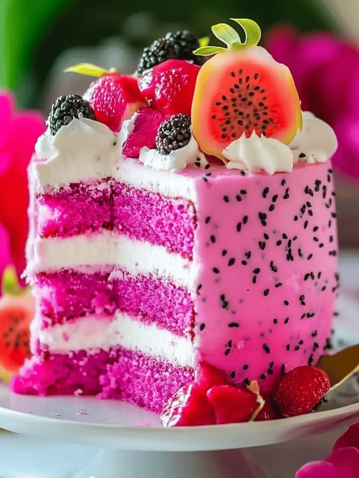 Pink Dragon Fruit Layer Cake