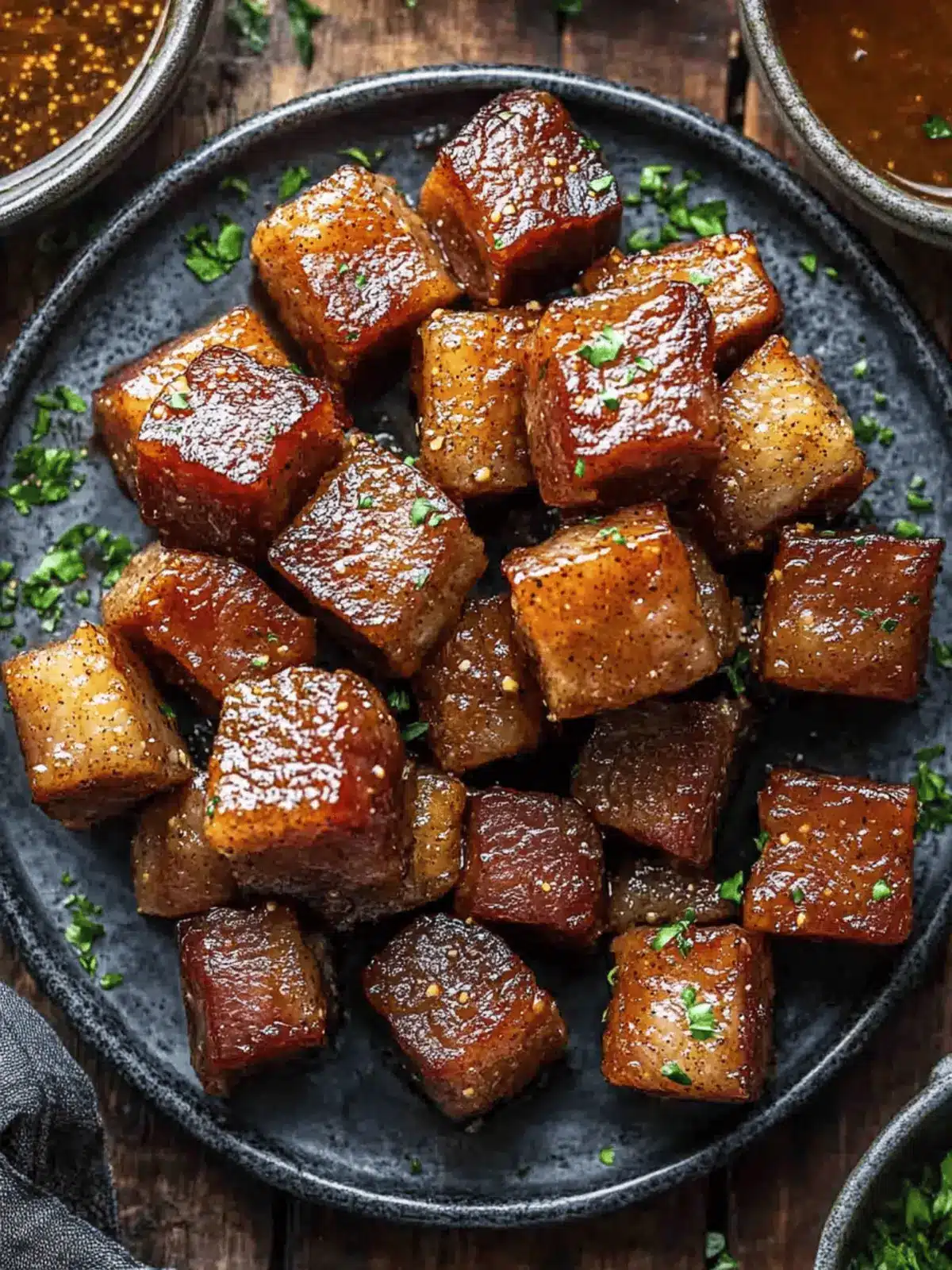 Maple Mustard Pork Belly Bites
