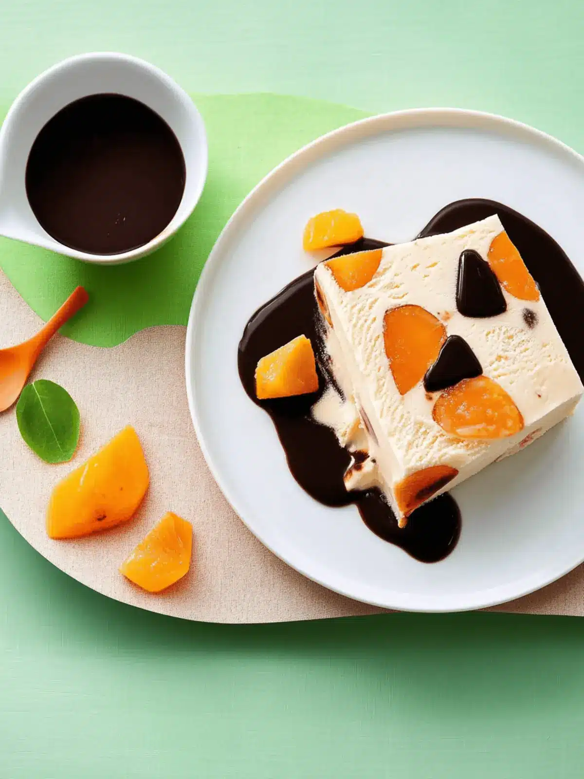 White Chocolate Semifreddo with Chocolate Sauce